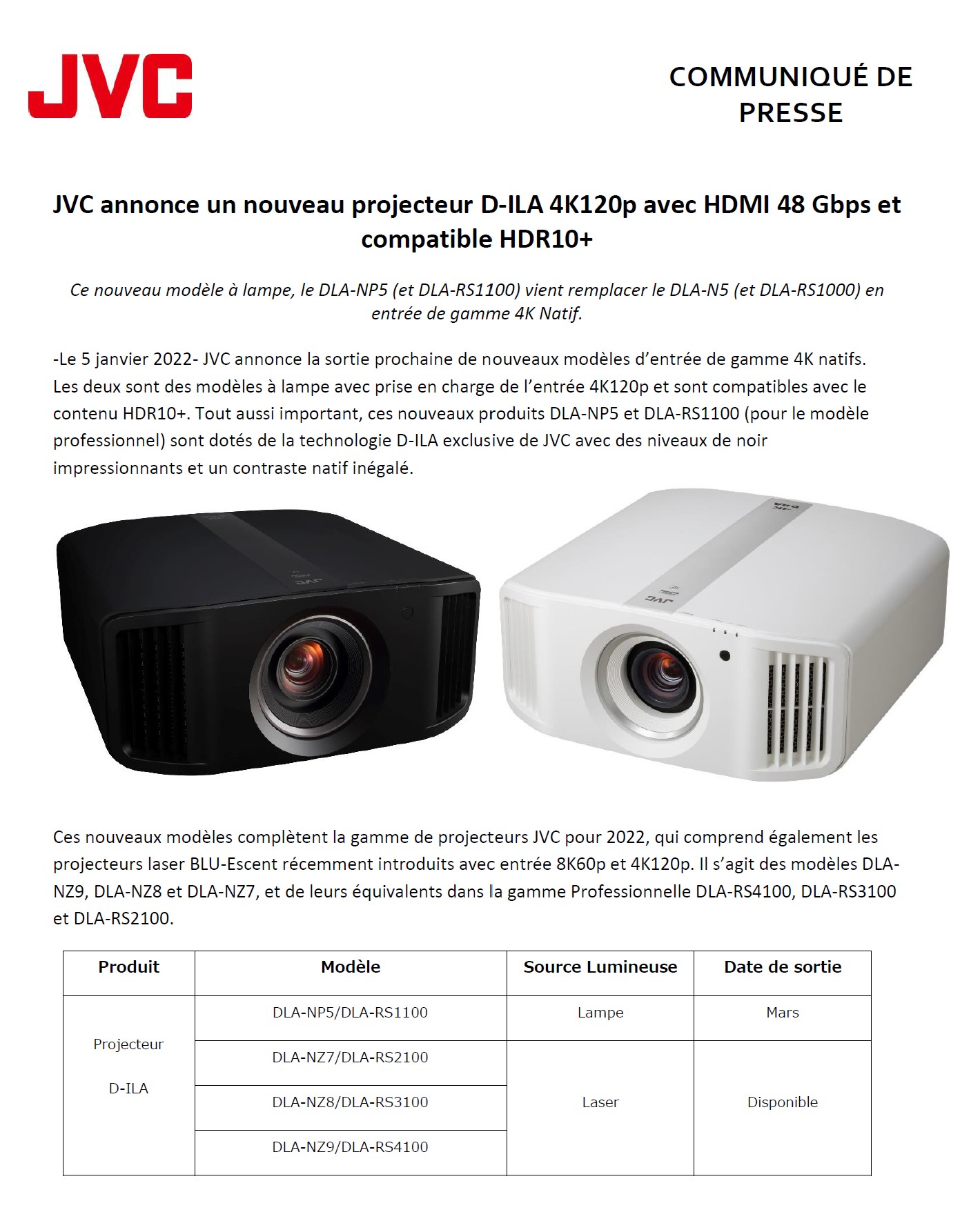 2022 - JVC DLA-NP5, lampe, 4K, HDMI 2.1 (màj)» - 30116416 - sur le forum « Projecteurs UHD 4K» - 1485 - du site Homecinema-fr.com